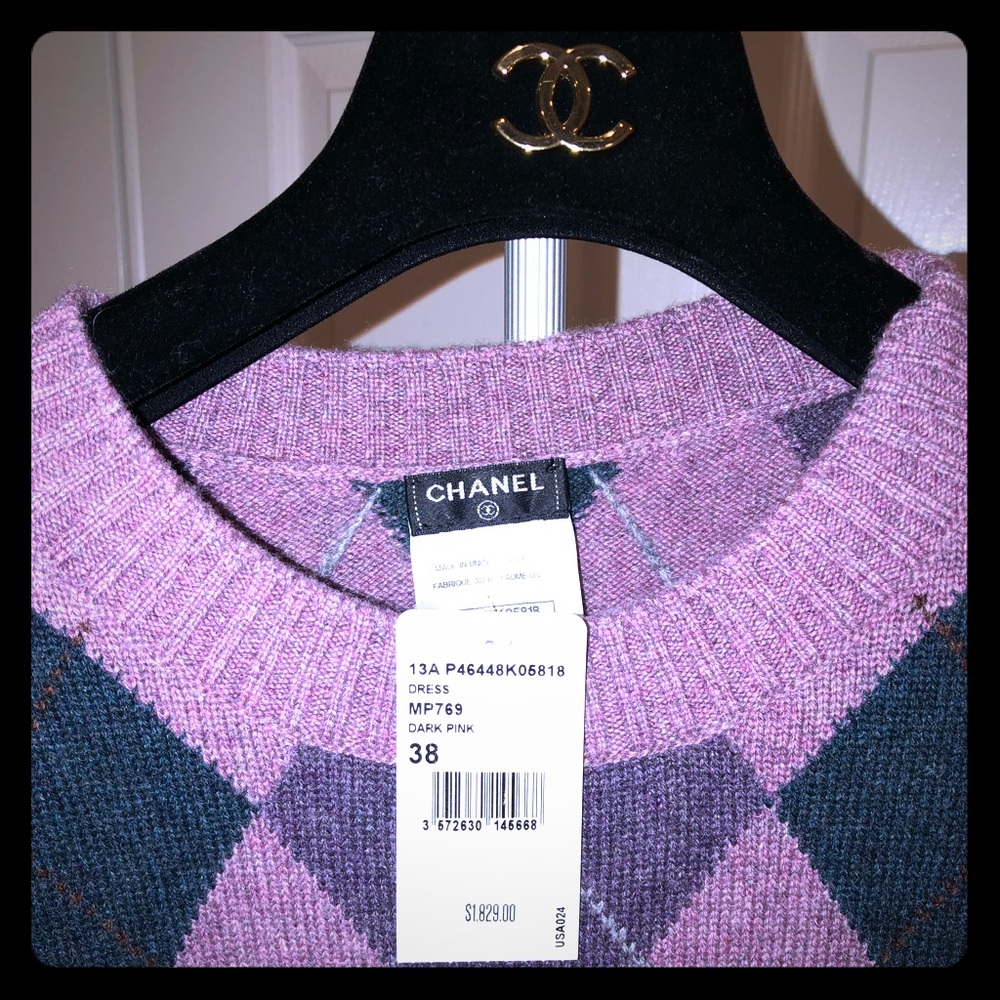 Extraordinary Chanel purple/pink sweater dress.